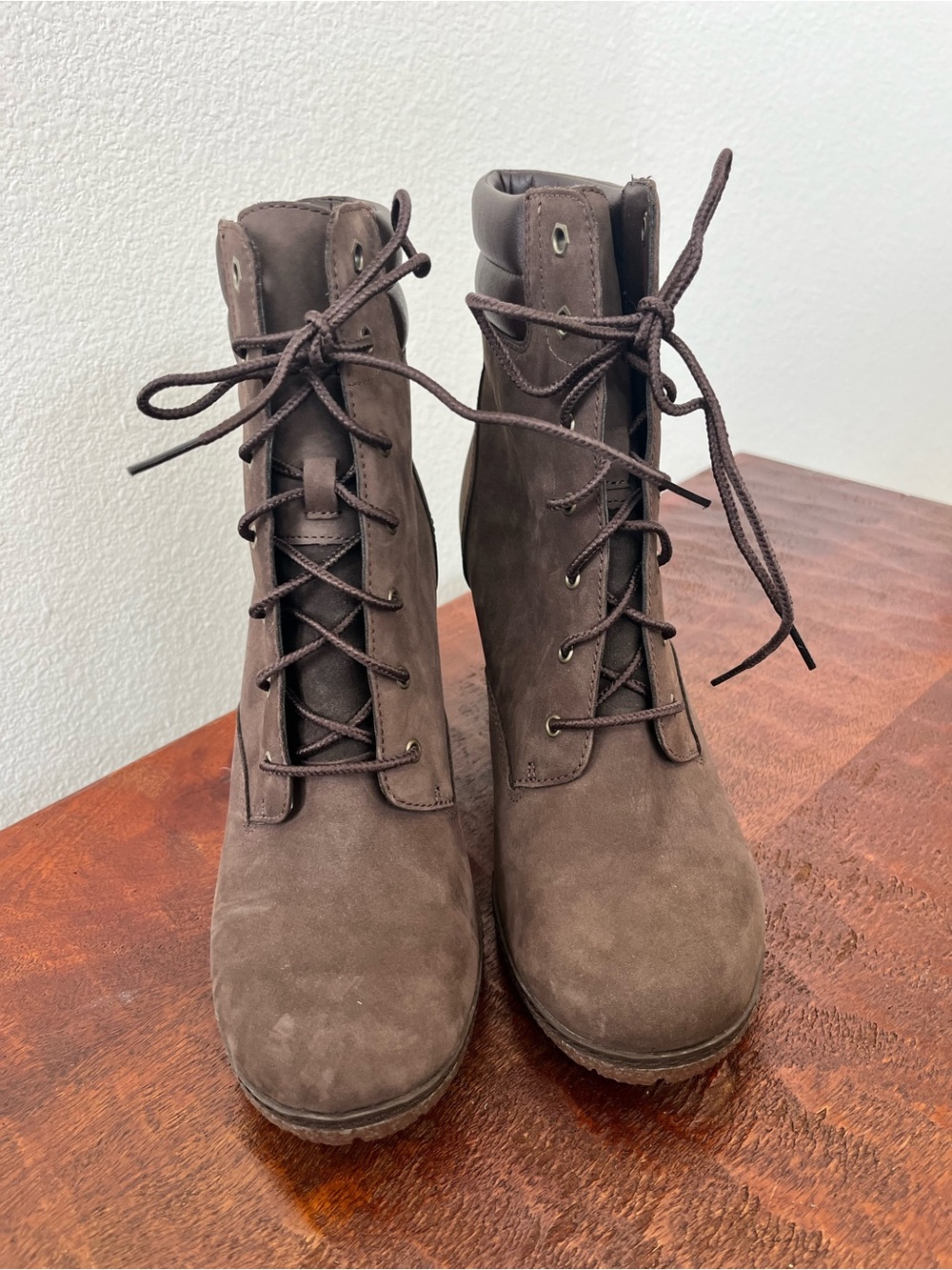 Timberland Ortholite Brown Leather Combat Hiking High Heel Western Boots sz 11 - Picture 2 of 14